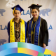 Villy B. poses beside her in front of a UCLA backdrop. Both wear graduation caps, gowns, and blue-and-gold stoles. The graphic includes the CCCP 25 Years logo and identifies Villy B. as Class of 2020 and MSHCM Class of 2022, with studies in sociology, global health and global studies, and healthcare management.