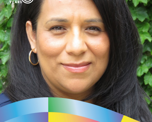 Portrait of Carina Salazar, UCLA Sociology class of 2000, featured in CCCP’s 25th anniversary alumni campaign.
